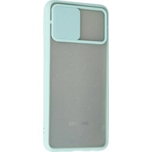 Platin Store Pilatin  Samsung Galaxy A02 Kılıf Palm Buzlu Kamera Sürgülü Silikon - Turkuaz Zeyd