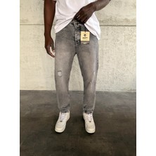 KağanKY Gri Yırtıklı Boyfriend Jean