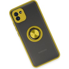 Platin Store Pilatin  Samsung Galaxy A03 Kılıf Montreal Yüzüklü Silikon Kapak - Sarı Zeyd
