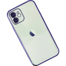 Platin Store Pilatin  iPhone 12 Kılıf Razer Lensli Silikon - Mor Zeyd