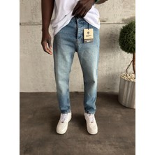 KağanKY Mavi Lazer Detaylı Boyfriend Jean