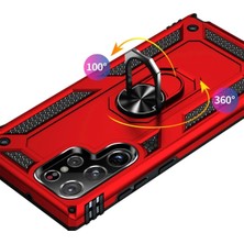 Platin Store Pilatin  Samsung Galaxy S21 Ultra Kılıf Sofya Yüzüklü Silikon Kapak - Kırmızı Zeyd