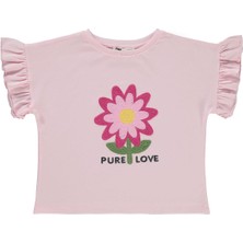 Civil Girls Çiçek Nakışlı 6-9 Yaş Tişört - Pembe 7-8 Yaş