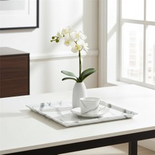 Külsan 103535.WM - Mayammar White Marble Mermer Efektli Kare Tabak 35X35 Cm, Thermoset Melamin