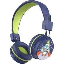 Platin Store Pilatin Roket Desenli Bluetooth Kulak Üstü Kablosuz Kulaklık Zeyd