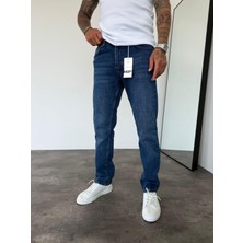 KağanKY Mavi Taşlamalı Likralı Regular Fit Jean