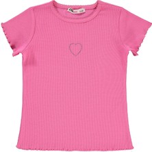 Civil Girls Kalp Baskılı 2-5 Yaş Tişört - Fusya 2-3 Yaş