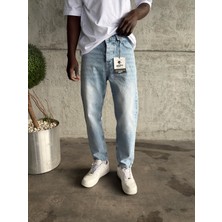 KağanKY Buz Mavi Taşlamalı Boyfriend Jean