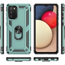 Platin Store Pilatin  Samsung Galaxy A02S Kılıf Sofya Yüzüklü Silikon Kapak - Yeşil Zeyd