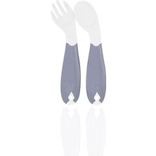 Platin Store Pilatin  açılı Mama Kaşık Çatal Takımı 703 Gri Zeyd