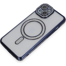 Platin Store Pilatin  iPhone 14 Kılıf Joke Simli Magneticsafe Kılıf - Lacivert Zeyd