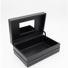 Ceyyiz Deri Kaplama Konik Aynalı Traş Malzeme Kutu