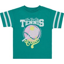 Civil Girls Tenis Baskılı 2-5 Yaş Tişört - Yeşil 4-5 Yaş