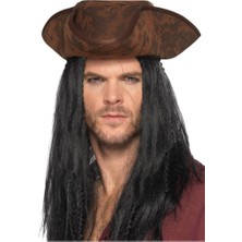 Platin Store Pilatin Siyah Saçlı Kaptan Korsan Şapkası Zeyd