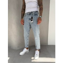 KağanKY Buz Mavi Yıkamalı Boyfriend Jean