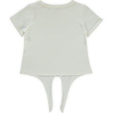 Civil Girls Çiçek Nakışlı 2-5 Yaş Tişört - Ekru 2-3 Yaş