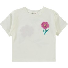 Civil Girls Lale Baskılı 2-5 Yaş Tişört - Ekru 3-4 Yaş