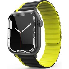 Movenchy Apple Watch Uyumlu Kordon 42/44/45/46/49MM Ultra 1-2 Çift Renk Mıknatıslı Silikon Mo-Wb1