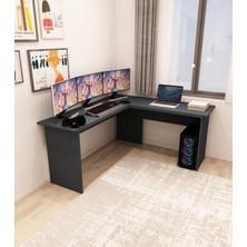 Morepp Kerva L Çalışma Masası, Oyuncu Masası, Ofis Masası- Antrasit-Antrasit