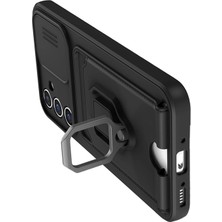 Platin Store Pilatin  Samsung Galaxy A26 Kılıf Zuma Kartvizitli Yüzüklü Silikon - Siyah Zeyd