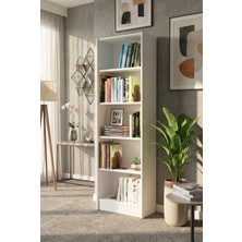 Yeti Mobilya Flat56 Kitaplık Kütüphane Çok Amaçlı Dolap Beyaz