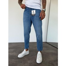 KağanKY Mavi Taşlamalı Boyfriend Jean