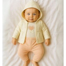 Cicim Ciccim Baby 3lü Takım Kapüşonlu Ballerina Tale Ekru