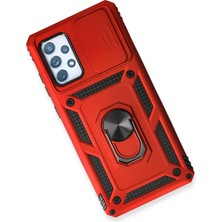 Platin Store Pilatin  Samsung Galaxy A53 5g Kılıf Pars Lens Yüzüklü Silikon - Kırmızı Zeyd