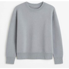 Yuga Knitting Oversize Kalıp Yumuşak Dokulu Bisiklet Yaka Basic Triko Kadın Kazak