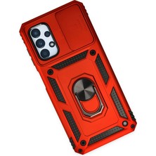 Platin Store Pilatin  Samsung Galaxy A33 5g Kılıf Pars Lens Yüzüklü Silikon - Kırmızı Zeyd