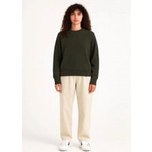 Yuga Knitting Oversize Kalıp Yumuşak Dokulu Bisiklet Yaka Basic Triko Kadın Kazak