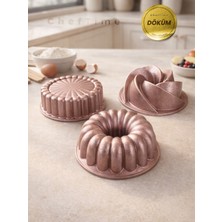 ChefTime 3'lü Mini Rose Tart&dilimli&rüzgar Kek Kalıbı | 10CM