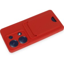 Platin Store Pilatin  Xiaomi Redmi Note 13 Pro 4g Kılıf Kelvin Kartvizitli Silikon - Kırmızı Zeyd