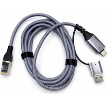 Keepro USB 3.0 ve Type C - Gigabit RJ45 Ethernet Adaptörü 2in1 USB 3.0 Type C 10/100/1000