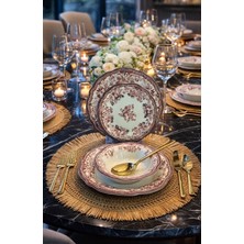 Porser Velour Maroon Fulya 24 Parça Yemek Takımı