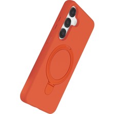 Platin Store Pilatin  Samsung Galaxy S25 Regal Magsafe Standlı Kapak - Turuncu Zeyd