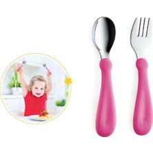 Platin Store Pilatin  paslanmaz Çelik Çatal Kaşık Seti 522 Pembe Zeyd