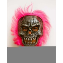 AlaNova Alano Wild Skull - Gümüş Kafatası Pembe Saçlı Iskelet Maske VA74
