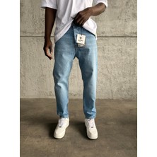 KağanKY Mavi Taşlamalı Boyfriend Jean