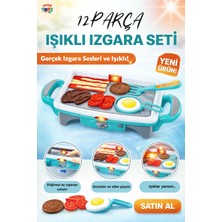 Mangal Seti Işıklı Pilli Kız Erkek Şef Çocuk Oyuncak Izgara Turkuaz