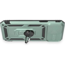 Platin Store Pilatin  iPhone 12 Pro Max Kılıf Pars Lens Yüzüklü Silikon - Yeşil Zeyd