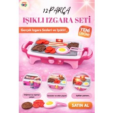 Mangal Seti Işıklı Pilli Kız Erkek Şef Çocuk Oyuncak Izgara Pembe