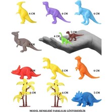 Najmaddin 683 Toy Play 12 Parça Renkli Mini Dinozor Figür Seti 4-6 cm