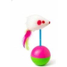 Hepta Collection Hacı Yatmaz Peluş Fareli Kedi Oyuncağı Renkli Kuyruklu Denge Toplu Sallanan Refleks Geliştirici Kedi