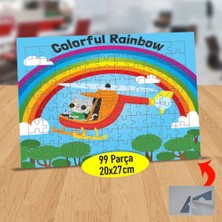 Asilmeydan Gökkuşağı Altında Pilot Kedi 99 Parça Puzzle Yapboz Tablo-9