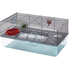 Hepta Collection Favola Hamster Kafesi, Su Şişesi, Tekerlekli, Yem Kasesi ve Gizli Hamster Kafesi, Ölçüler: 60 x 36 x