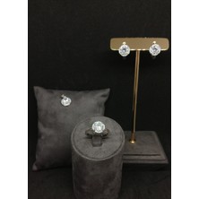 Lunel Silver Elmas Kesim Taşlı Gümüş Takı Seti - Kolye Ucu, Küpe ve Yüzük | Şık ve Göz Alıcı Tasarım