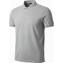 Pazarcan Erkek Pike Kumaş Düğmeli Yaka Regular Günlük Kısa Kol Tişört T-Shirt - Gri