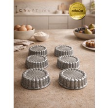 ChefTime 6'lı Mini Gri Tart Kek Kalıbı | 10 cm