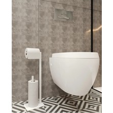 Deyido Tuvalet Kağıtlığı Yedekli Özel Tasarım Ağır Döküm Ayaklı Devrilmez Pratik Banyo Tuvalet Wc Askısı